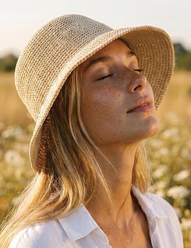Raffia Straw Bucket Hat for Women Summer Beach Hats Handwoven Natural Raffia Bucket Hat Foldable Travel Cap in Saudi Arabia