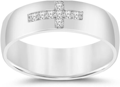 Lab Grown Diamond Rings for Women | Real White Gold Plated 925 Sterling Silver 1/4 CTTW Certified Diamond Bands in Saudi Arabia
