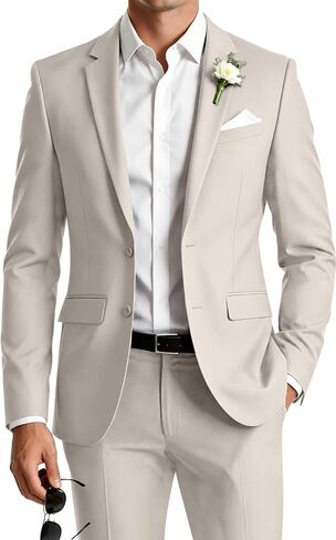 Mens Suit 2 Piece Formal Business Tuxedo for Men Wedding Prom Groom Outfit Blazer Dress Pants Suit Set in Saudi Arabia