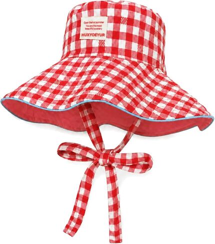 Women Checkered Sun Hats Wide Brim UV Protection Cap Floppy Casual Summer Travel Beach Fishing Hat in Kuwait