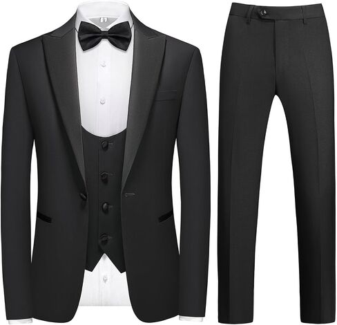 Rogers & Morris Tuxedo Suit for Men Solid Black 4 Piece Set Regular Fit in Saudi Arabia