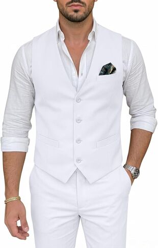 Men's 2 Piece Suit Slim Fit V-Neck Vest Adjustable Pants Elegant Tuxedo Set for Work Wedding Party in Saudi Arabia