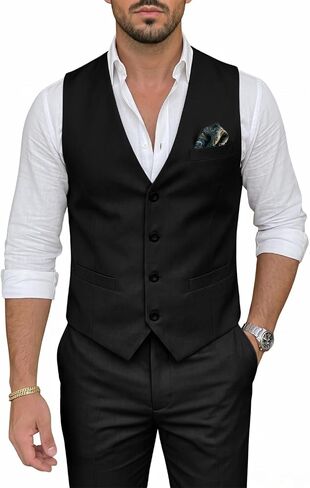 Men's 2 Piece Suit Slim Fit V-Neck Vest Adjustable Pants Elegant Tuxedo Set for Work Wedding Party in Saudi Arabia
