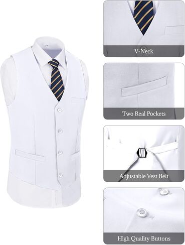 Men's 2 Piece Suit Slim Fit V-Neck Vest Adjustable Pants Elegant Tuxedo Set for Work Wedding Party in Saudi Arabia