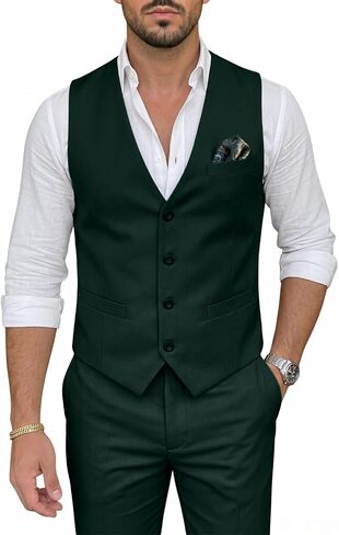 Men's 2 Piece Suit Slim Fit V-Neck Vest Adjustable Pants Elegant Tuxedo Set for Work Wedding Party in Saudi Arabia