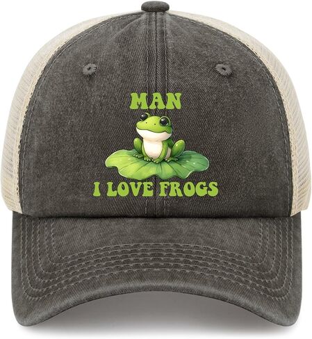 Man I Love Frogs Trucker hat Running caps for Her in Kuwait