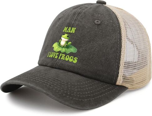 Man I Love Frogs Trucker hat Running caps for Her in Kuwait
