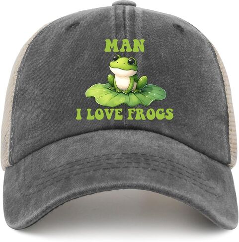 Man I Love Frogs Trucker hat Running caps for Her in Kuwait