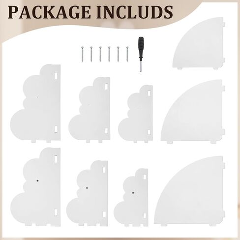 Novabright 3 Pack Cloud Floating Corner Shelves, 9/10/12 Inch Wall Mounted Corner Shelves for Room & Nursery Decor, Cute Cloud Display Shelf for Storage, Plants, Books & Small Decor in Kuwait