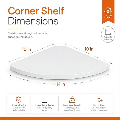 4 Pcs White Corner Floating Shelves for Wall with Cord Hole 10 Inch Rounded Corner Curved Hanging Shelves for Cable Box, Speaker, TV Cords, Books, Plants in Saudi Arabia