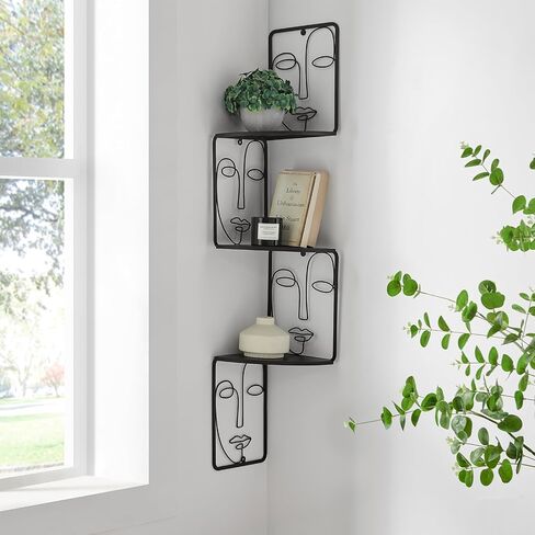Corner Shelf, Wall Mounted Face Sculpture Display Shelf with Philosophical Art Design for Living Room Decor, Wall Corner Bookshelf Multi Unit Organizer, Tall Shelf Plant Stand for Bedroom, Bathroom in Saudi Arabia