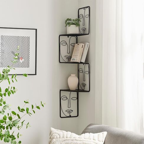 Corner Shelf, Wall Mounted Face Sculpture Display Shelf with Philosophical Art Design for Living Room Decor, Wall Corner Bookshelf Multi Unit Organizer, Tall Shelf Plant Stand for Bedroom, Bathroom in Saudi Arabia