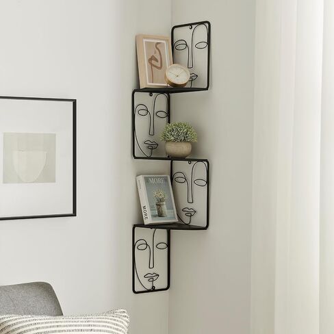 Corner Shelf, Wall Mounted Face Sculpture Display Shelf with Philosophical Art Design for Living Room Decor, Wall Corner Bookshelf Multi Unit Organizer, Tall Shelf Plant Stand for Bedroom, Bathroom in Saudi Arabia