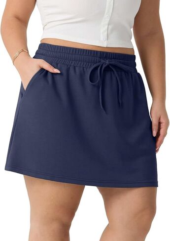 OLRIK Plus Size Casual Skirts for Women with Anti-Chafing Built-in Shorts Athletic Skorts for Golf Tennis Running and Workout in Kuwait