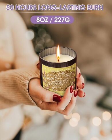 Scented Candles for Home, 8oz Soy Candle, 50H Burn, Lavender Aromatherapy, White Candle in Gift Box, Perfect for Birthday, Mother's Day, Christmas in Saudi Arabia