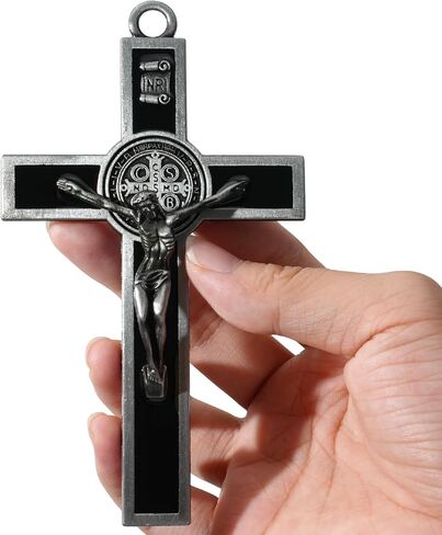 XIPENGKEJI صليب المينا المعدني الأسود، صليب مسيحي للجدار، ديكور منزلي ملهم للسيد المسيح، صليب يسوع للجدار، ديكور فني يسوع، هدايا مسيحية-5 بوصة × 2.9 بوصة in Kuwait