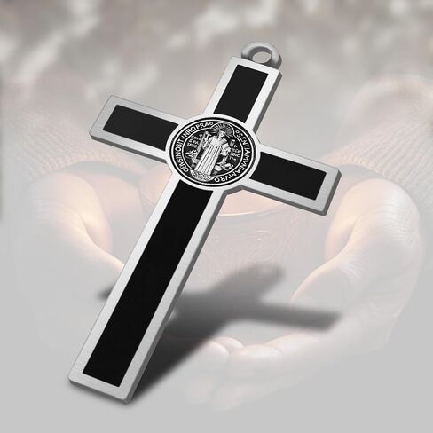 XIPENGKEJI صليب المينا المعدني الأسود، صليب مسيحي للجدار، ديكور منزلي ملهم للسيد المسيح، صليب يسوع للجدار، ديكور فني يسوع، هدايا مسيحية-5 بوصة × 2.9 بوصة in Kuwait