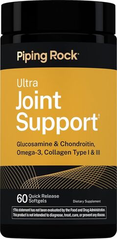 Piping Rock Joint Support Supplement for Women and Men | 60 Softgels | Ultra Blend with Glucosamine & Chondroitin, Omega 3, and Collagen | Non-GMO, Gluten Free in Kuwait