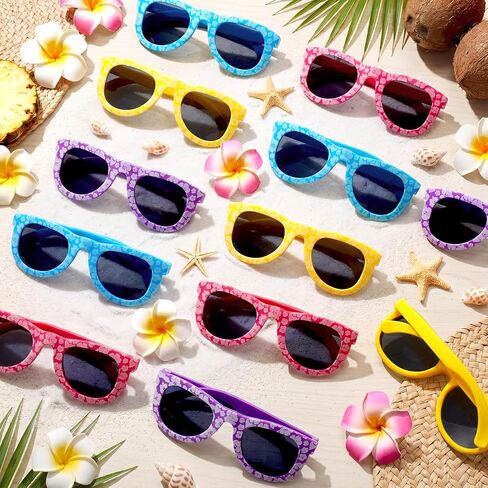 24 Pcs Hibiscus Sunglasses Sunglasses, Plastic Novelty Funny Hawaiian Party Supplies and Favors Glasses Photo Props Pool Party Giveaways Summer Costume Accessories in Kuwait