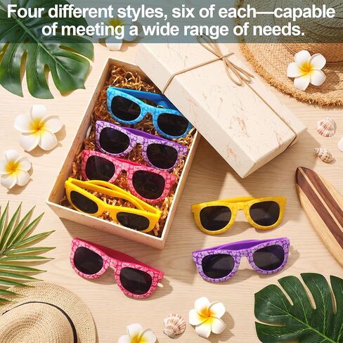 24 Pcs Hibiscus Sunglasses Sunglasses, Plastic Novelty Funny Hawaiian Party Supplies and Favors Glasses Photo Props Pool Party Giveaways Summer Costume Accessories in Kuwait