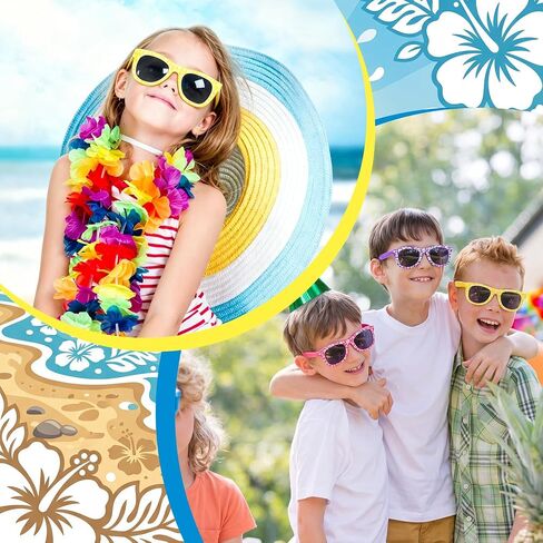 24 Pcs Hibiscus Sunglasses Sunglasses, Plastic Novelty Funny Hawaiian Party Supplies and Favors Glasses Photo Props Pool Party Giveaways Summer Costume Accessories in Kuwait