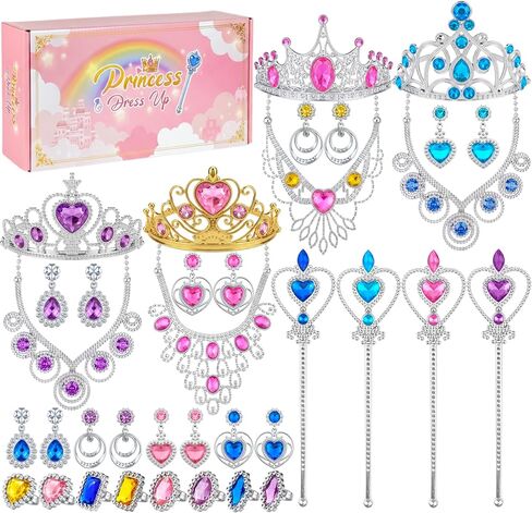 Princess Crowns Dress-Up Jewelry Set Plastic Costume for Girls Party Favors Princess Jewelry for Girls 4-6 in Saudi Arabia