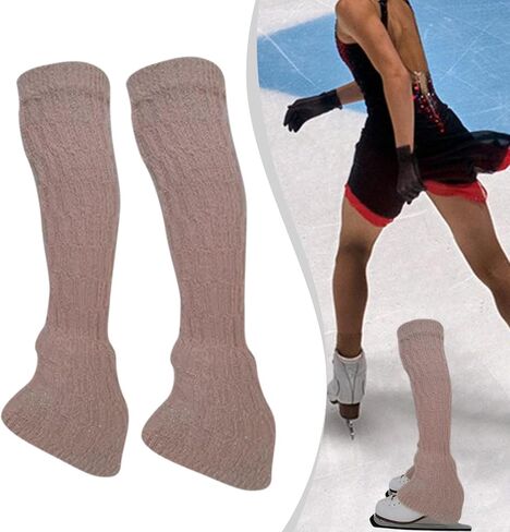 2x Figure Skating Leg Warmers Leg Cover Clothing Accessory Knitting Protectors Sleeves for Training Dance Ice Skate Ballet, Pink in Kuwait