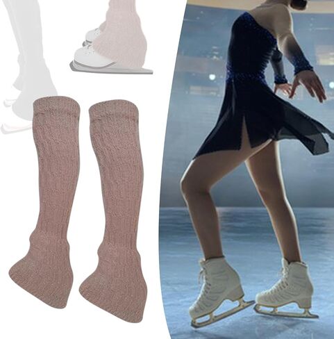 2x Figure Skating Leg Warmers Leg Cover Clothing Accessory Knitting Protectors Sleeves for Training Dance Ice Skate Ballet, Pink in Kuwait