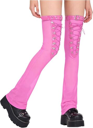 Freebily Women Grunge Leg Warmers Long Boot Mesh Socks 70s 80s Fairy Grunge Leggings Flared Leg Warmers in Saudi Arabia