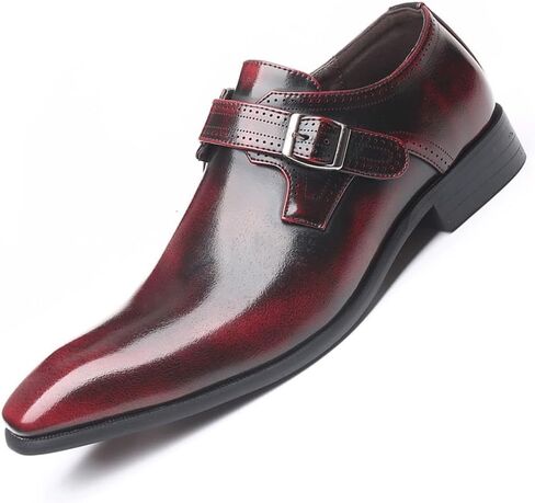 Men's Wedding Office Leather Oxford Buckle Dress Shoes, Business Pointed Toe Tuxedo Lace Up Comfortable Classic Fashion Formal Party Footwear Shoes in Saudi Arabia