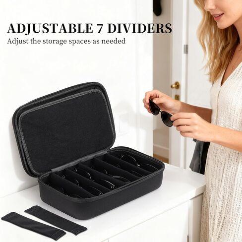 AUTOARK EVA Hard Shell Travel Eyeglasses Case,7 Adjustable Dividers,Holds 8 Glasses,Felt Lining in Saudi Arabia