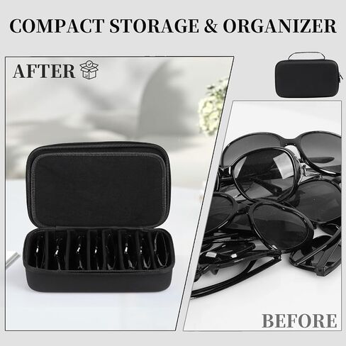 AUTOARK EVA Hard Shell Travel Eyeglasses Case,7 Adjustable Dividers,Holds 8 Glasses,Felt Lining in Saudi Arabia