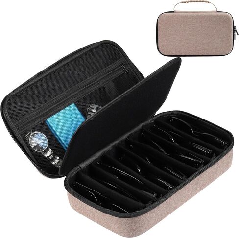 AUTOARK EVA Hard Shell Travel Eyeglasses Case,7 Adjustable Dividers,Holds 8 Glasses,Felt Lining in Saudi Arabia