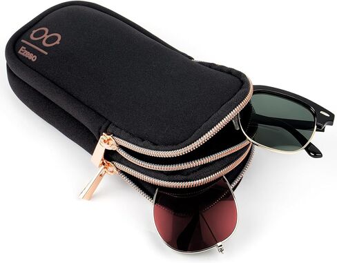 Double Glasses Case with 2 Compartments, Neoprene Sunglasses Cases for Women Men, Travel Double Glasses Case-Outdoor&Fitness in Saudi Arabia