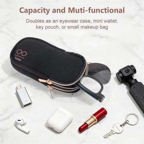 Double Glasses Case with 2 Compartments, Neoprene Sunglasses Cases for Women Men, Travel Double Glasses Case-Outdoor&Fitness in Saudi Arabia