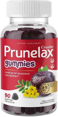 Prunelax Ciruelax Gummies Laxative for Occasional Constipation, Senna Leaf Extract, Natural Forest Fruits Flavor, Gluten Free and Vegan, 90 Count in Saudi Arabia