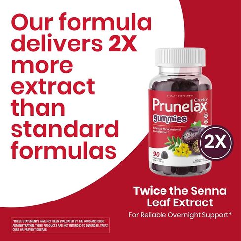 Prunelax Ciruelax Gummies Laxative for Occasional Constipation, Senna Leaf Extract, Natural Forest Fruits Flavor, Gluten Free and Vegan, 90 Count in Saudi Arabia