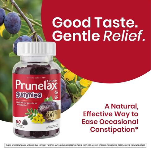 Prunelax Ciruelax Gummies Laxative for Occasional Constipation, Senna Leaf Extract, Natural Forest Fruits Flavor, Gluten Free and Vegan, 90 Count in Saudi Arabia
