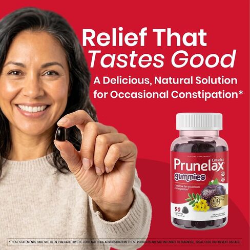 Prunelax Ciruelax Gummies Laxative for Occasional Constipation, Senna Leaf Extract, Natural Forest Fruits Flavor, Gluten Free and Vegan, 90 Count in Saudi Arabia