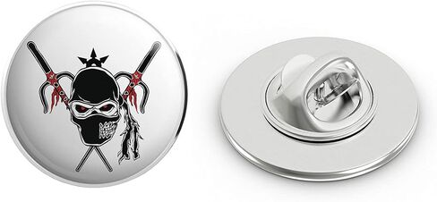 Creepy Ninja Skull with Throwing Stars and Swords Round Metal 0.75" Lapel Pin Hat Shirt Pin Tie Tack Pinback in Kuwait