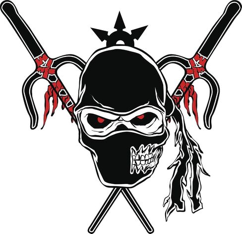 Creepy Ninja Skull with Throwing Stars and Swords Round Metal 0.75" Lapel Pin Hat Shirt Pin Tie Tack Pinback in Kuwait