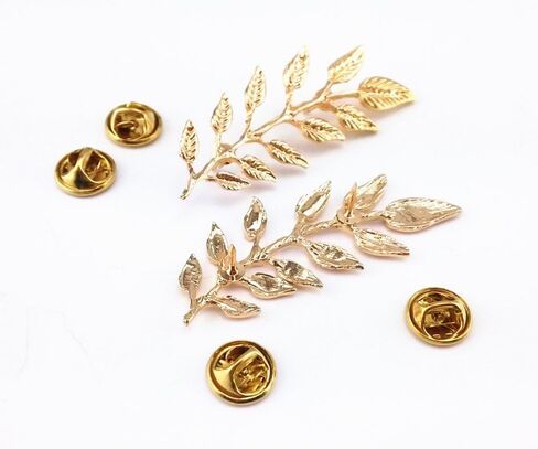 2 Pairs Golden and Silver Leaves Brooches Elegant Suit Shirt Collar Pin Brooch Fashion Shirt Collar Brooch for Women Men in Kuwait