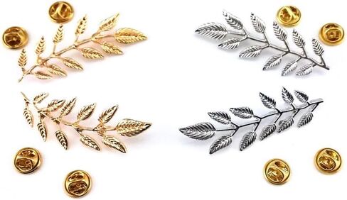 2 Pairs Golden and Silver Leaves Brooches Elegant Suit Shirt Collar Pin Brooch Fashion Shirt Collar Brooch for Women Men in Kuwait