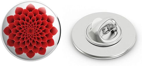 Pretty 3-D Optical Illusion Mandala Dahlia Flower - Red Round Metal 0.75" Lapel Pin Hat Shirt Pin Tie Tack Pinback in Kuwait