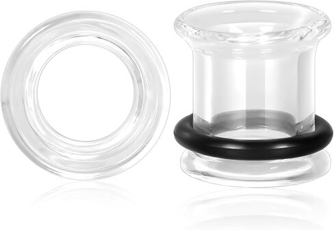 Xpircn 2G 0G 00G Glass Ear Gauges Plugs and Tunnels Single Flared Hypoallergenic Clear and Color Gauges for Ears Expander Body Jewelry in Kuwait