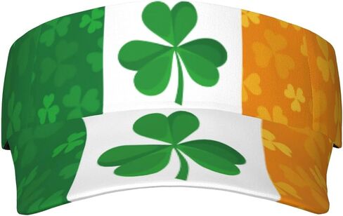 Irish Flag with Shamrock Pattern Sport Sun Visor Hats Adjustable Empty Top Baseball Cap for Women and Men Black in Saudi Arabia
