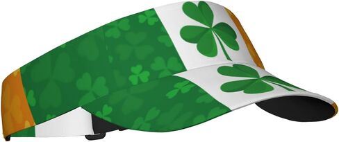 Irish Flag with Shamrock Pattern Sport Sun Visor Hats Adjustable Empty Top Baseball Cap for Women and Men Black in Saudi Arabia