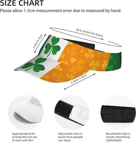 Irish Flag with Shamrock Pattern Sport Sun Visor Hats Adjustable Empty Top Baseball Cap for Women and Men Black in Saudi Arabia
