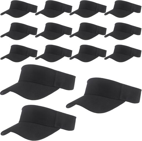 15 Pcs Black Sun Visor Hats Bulk - Unisex Adjustable Open Top Sports Sun Protection Caps for Tennis Running Beach & Outdoor in Kuwait