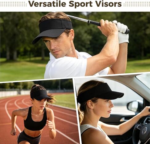 15 Pcs Black Sun Visor Hats Bulk - Unisex Adjustable Open Top Sports Sun Protection Caps for Tennis Running Beach & Outdoor in Kuwait